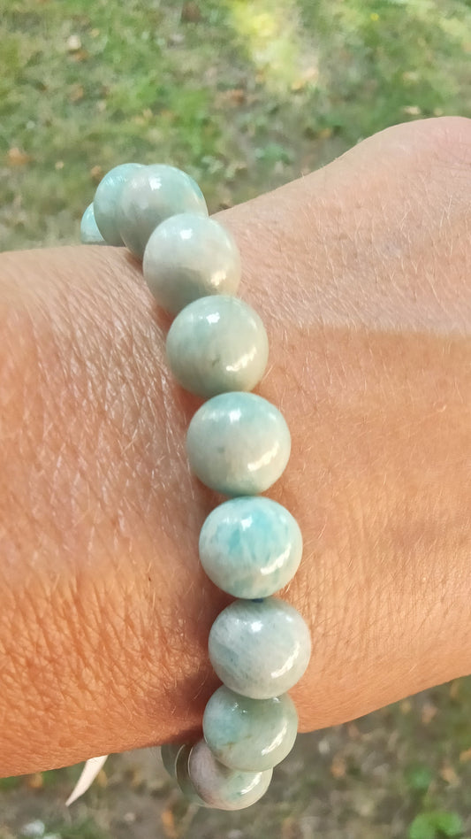 Bracelet en Amazonite du Pérou - perles de 10 mm - Qualité 💎💎💎
