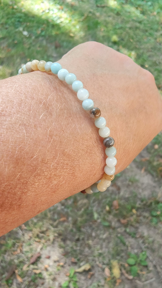 Bracelet en Amazonite du Pérou - perles de 4 mm - Qualité 💎