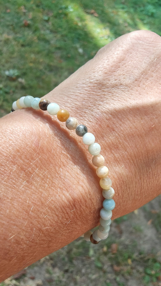 Bracelet en Amazonite du Pérou - perles de 4 mm - Qualité 💎