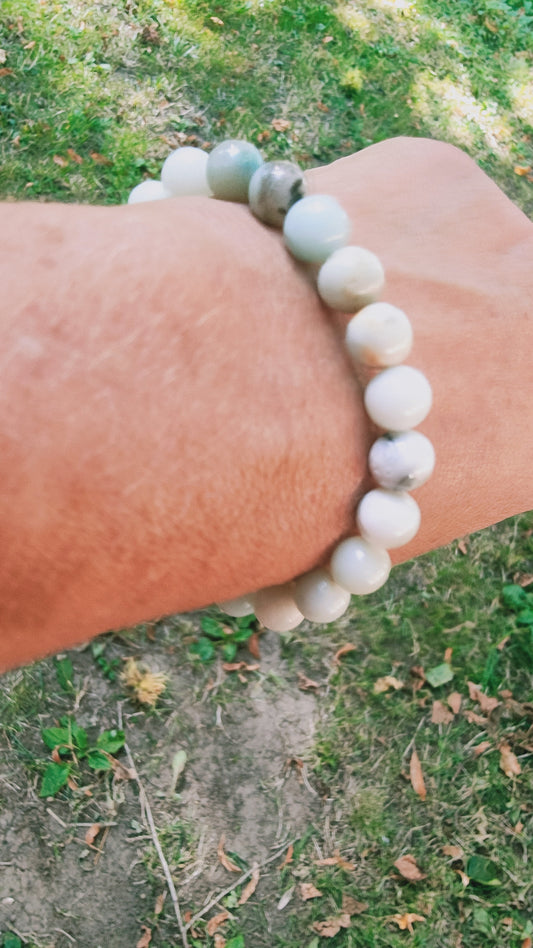 Bracelet en Amazonite du Pérou - perles de 8 mm - Qualité 💎