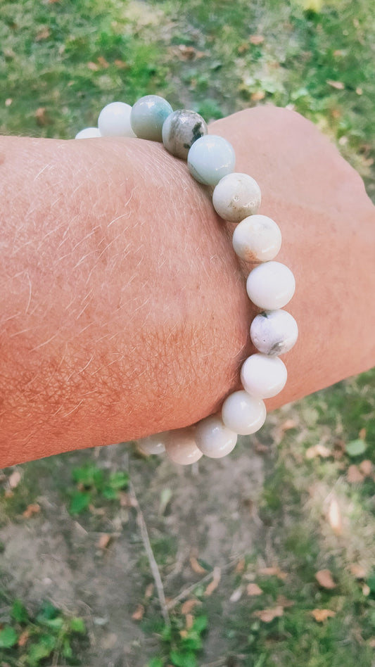 Bracelet en Amazonite du Pérou - perles de 8 mm - Qualité 💎