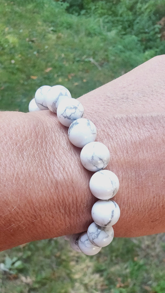 Bracelet en Howlite - perles de 10 mm - Qualité 💎💎💎💎