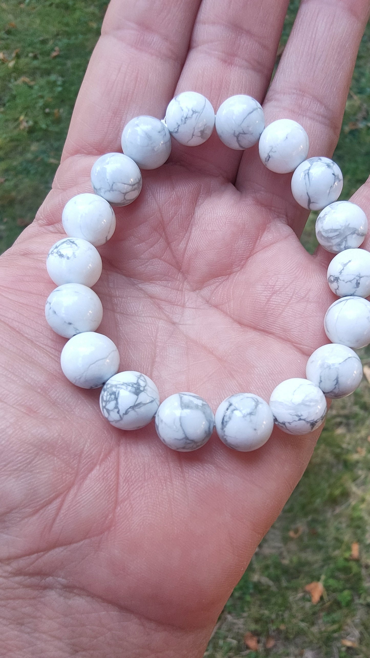 Bracelet en Howlite - perles de 10 mm - Qualité 💎💎💎💎