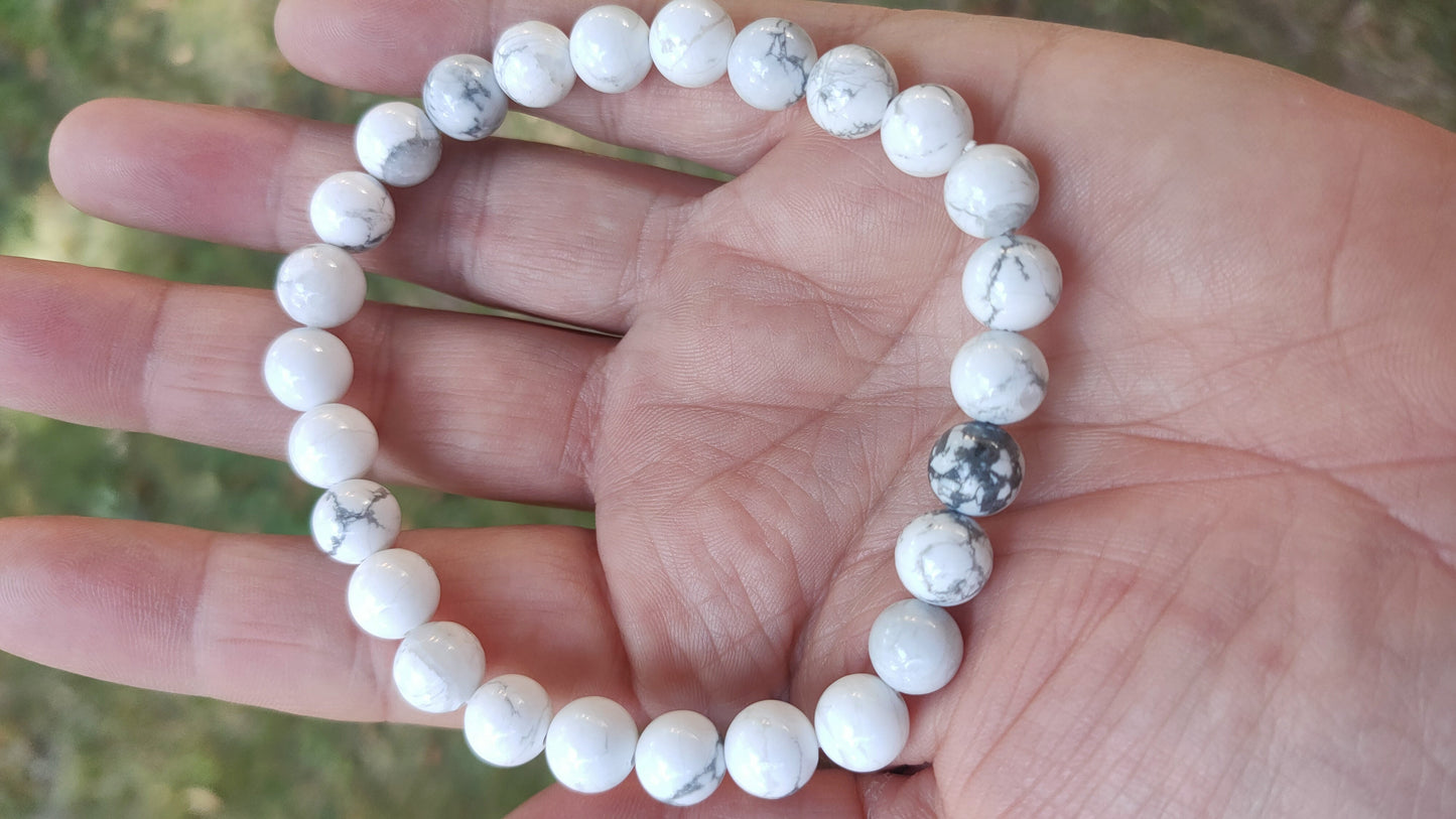 Bracelet en Howlite du Zimbabwe - perles de 8 mm - Taille 2 - Qualité 💎💎💎💎