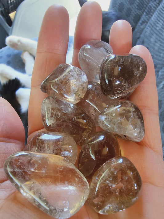 Cristal de roche ou quartz fumé Brésil - Pierre roulée - Qualité A - Entre 20 à 30 mm