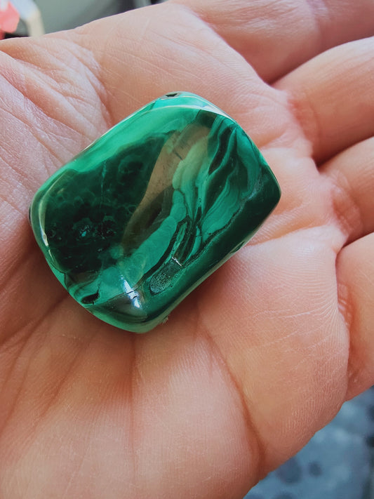 Malachite du Congo - Pierre roulée - Qualité AA - Environ 35 mm