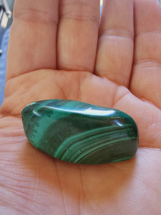 Malachite du Congo - Pierre roulée - Qualité AA - Environ 35 mm