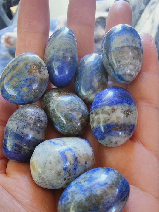 Lapis Lazuli d'Afghanistan - Pierre roulée - Qualité AB - Environ 25 mm