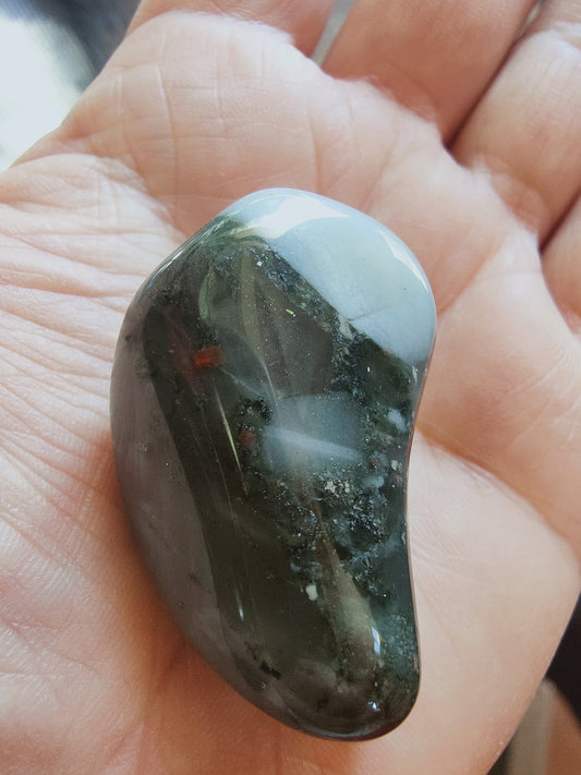 Jaspe Héliotrope Afrique du sud - Pierre roulée - Qualité AB - Environ 40  mm