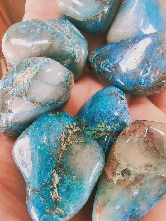 Chrysocolle Shattuckite de Namibie - Pierre roulée - Qualité AA - Environ 30 mm