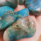 Chrysocolle Shattuckite de Namibie - Pierre roulée - Qualité AA - Environ 30 mm