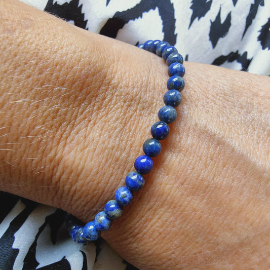 Bracelet en Lapis Lazuli d'Afghanistan- perles de 4 mm - qualité 💎💎💎💎💎