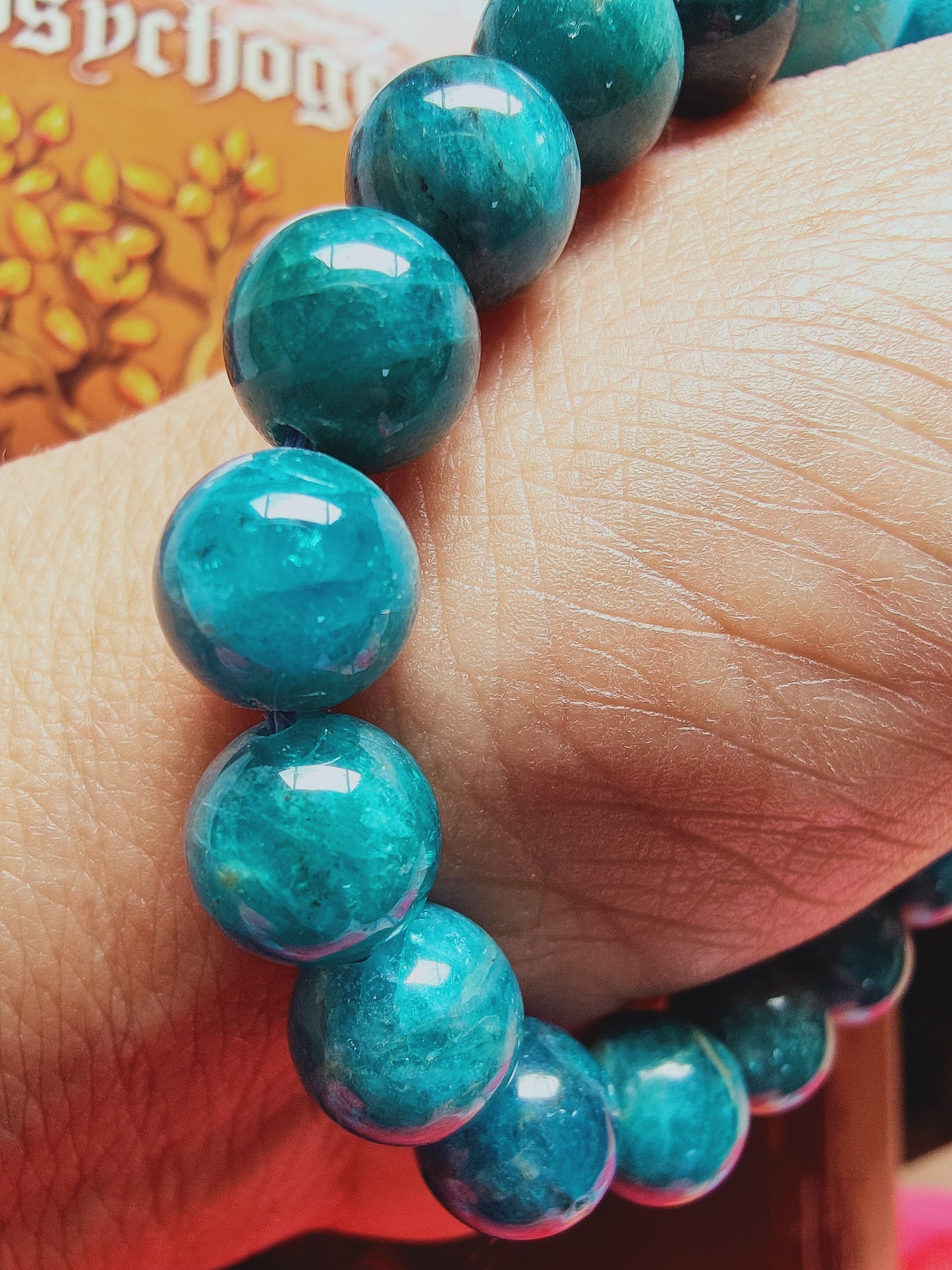 Bracelet en Apatite bleue - perles de 10  mm - qualité 💎💎💎💎💎💎