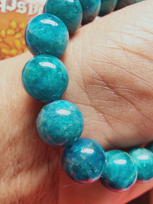 Bracelet en Apatite bleue - perles de 10  mm - qualité 💎💎💎💎💎💎