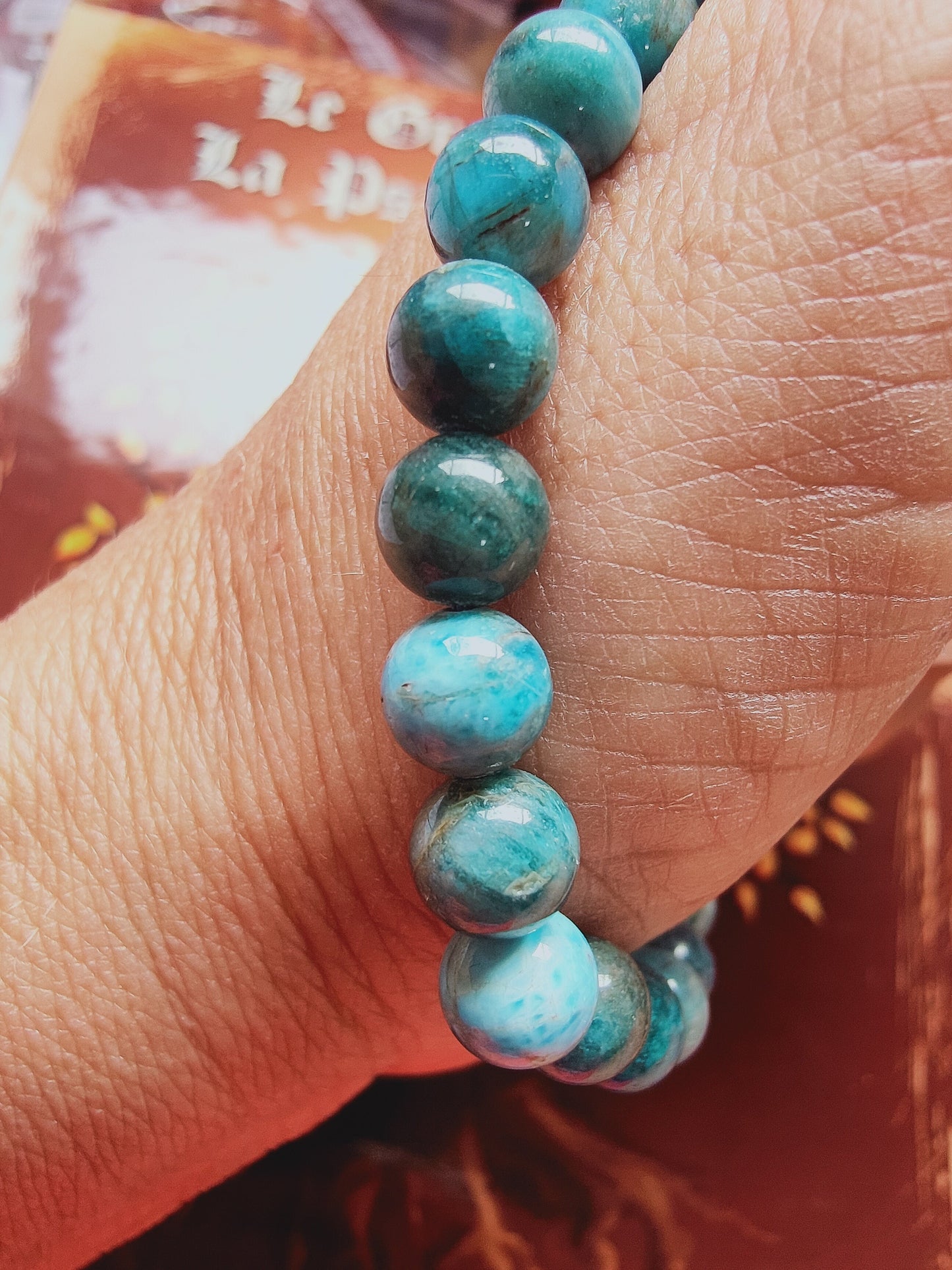 Bracelet en Apatite bleue - perles de 8 mm - qualité 💎💎💎
