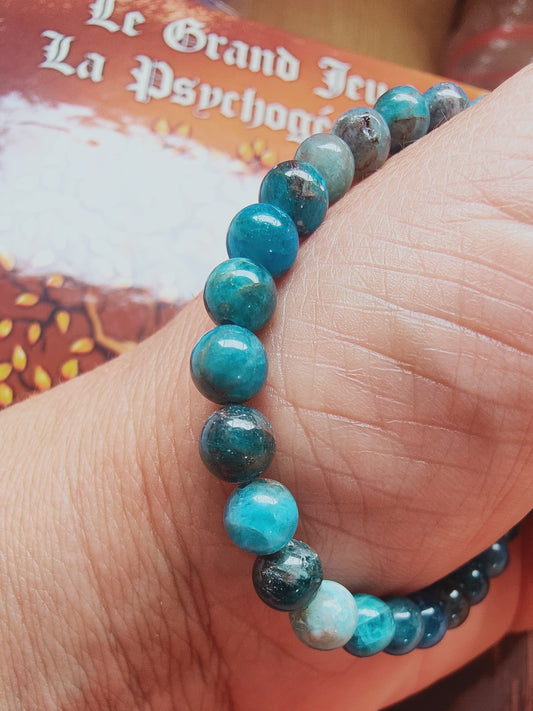 Bracelet en Apatite bleue - perles de 6 mm - qualité 💎💎💎