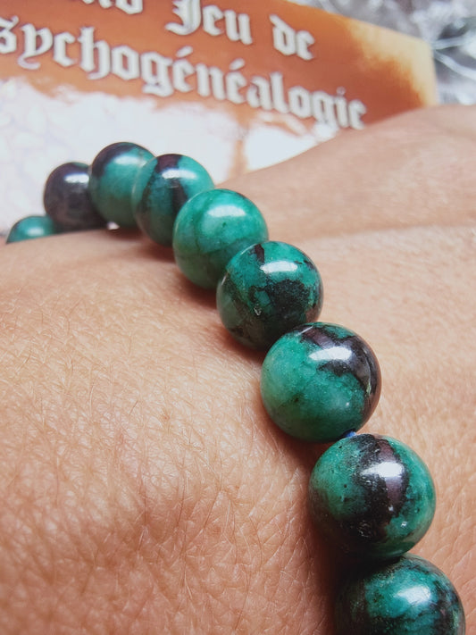 Bracelet en Chrysocolle du Pérou - perles de 10 mm - qualité 💎💎💎💎💎💎💎