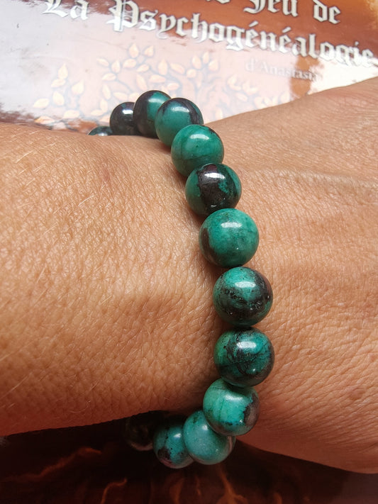 Bracelet en Chrysocolle du Pérou - perles de 10 mm - qualité 💎💎💎💎💎💎💎