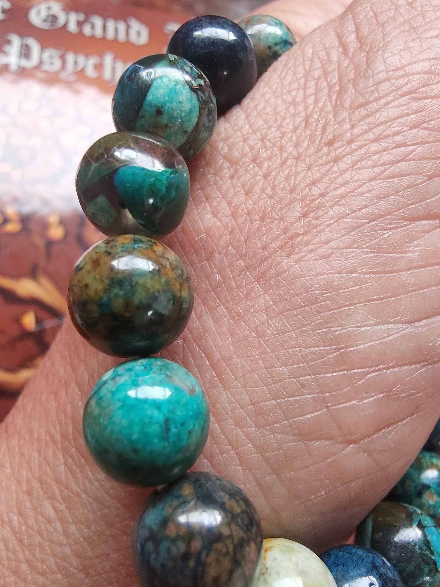 Bracelet en Chrysocolle Shattuckite du Pérou - perles de 10 mm - qualité 💎💎💎💎💎💎💎
