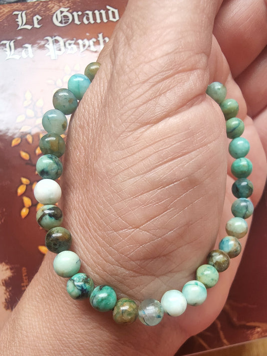 Bracelet en Chrysocolle Shattuckite du Pérou - perles de 6 mm - qualité 💎💎💎