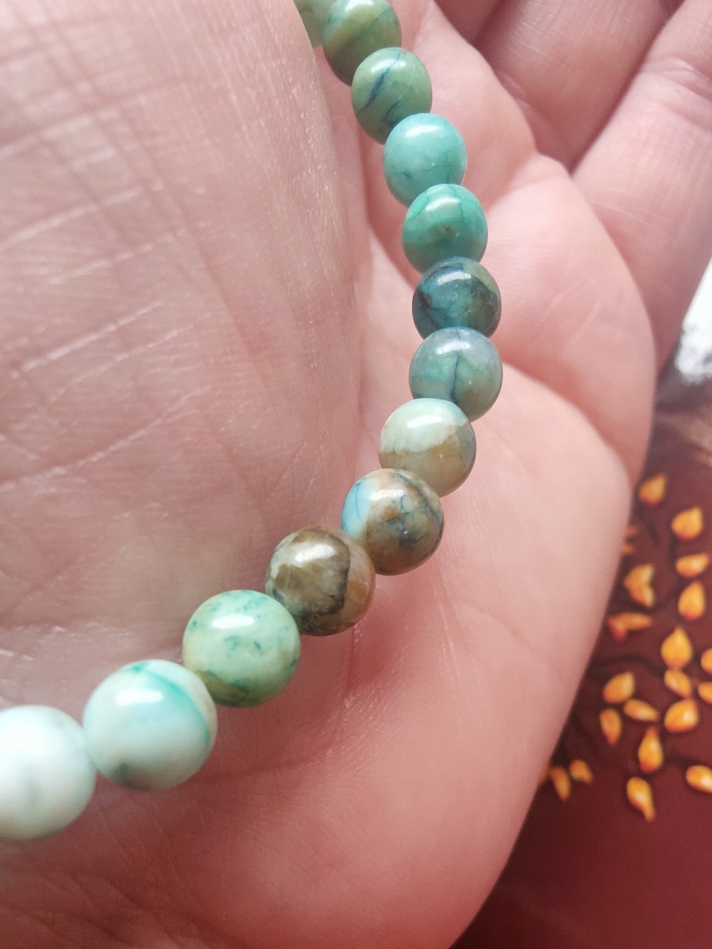 Bracelet en Chrysocolle Shattuckite du Pérou - perles de 6 mm - qualité 💎💎💎