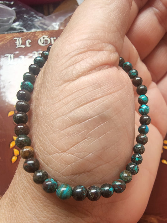 Bracelet en Chrysocolle du Congo - perles de 4 mm - qualité 💎💎💎💎💎💎 💎