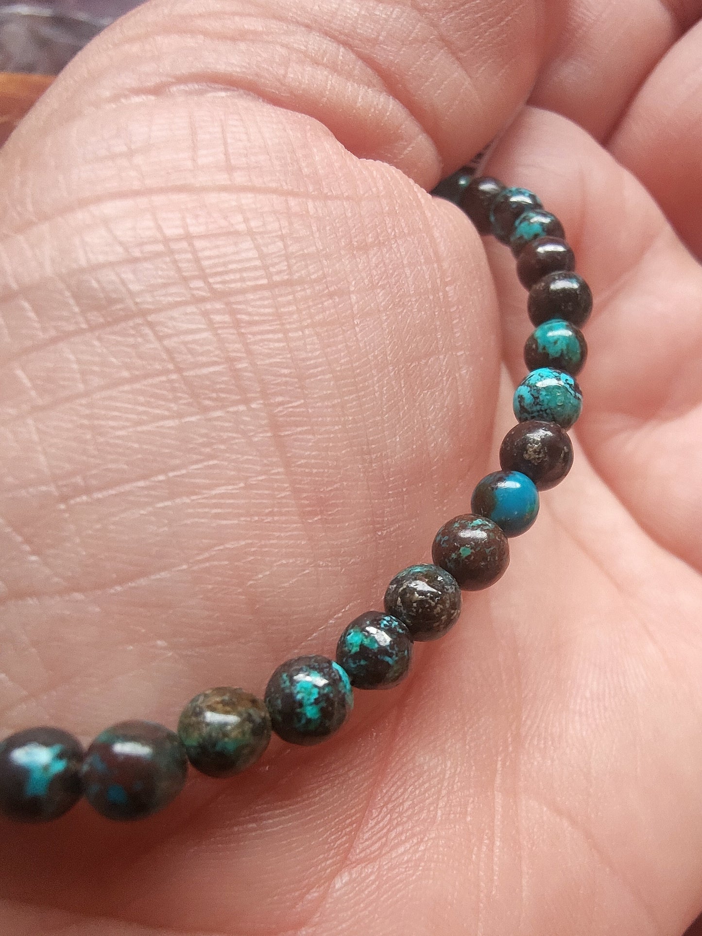 Bracelet en Chrysocolle du Congo - perles de 4 mm - qualité 💎💎💎💎💎💎 💎