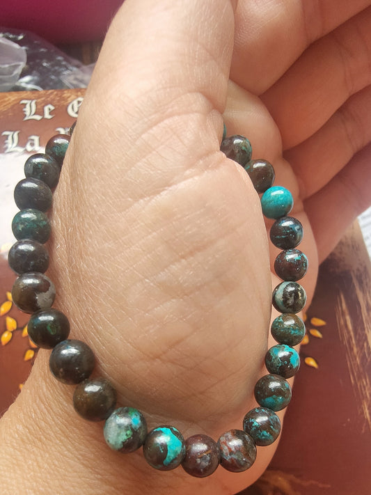 Bracelet en Chrysocolle du Congo - perles de 6 mm - qualité 💎💎💎💎💎💎 💎