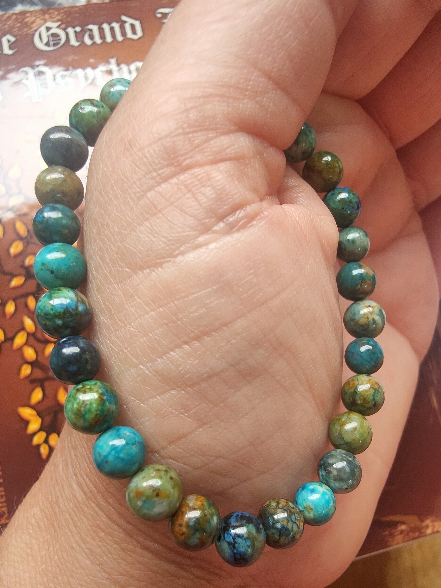 Bracelet en Chrysocolle Shattuckite du Pérou - perles de 6 mm - qualité 💎💎💎💎💎💎