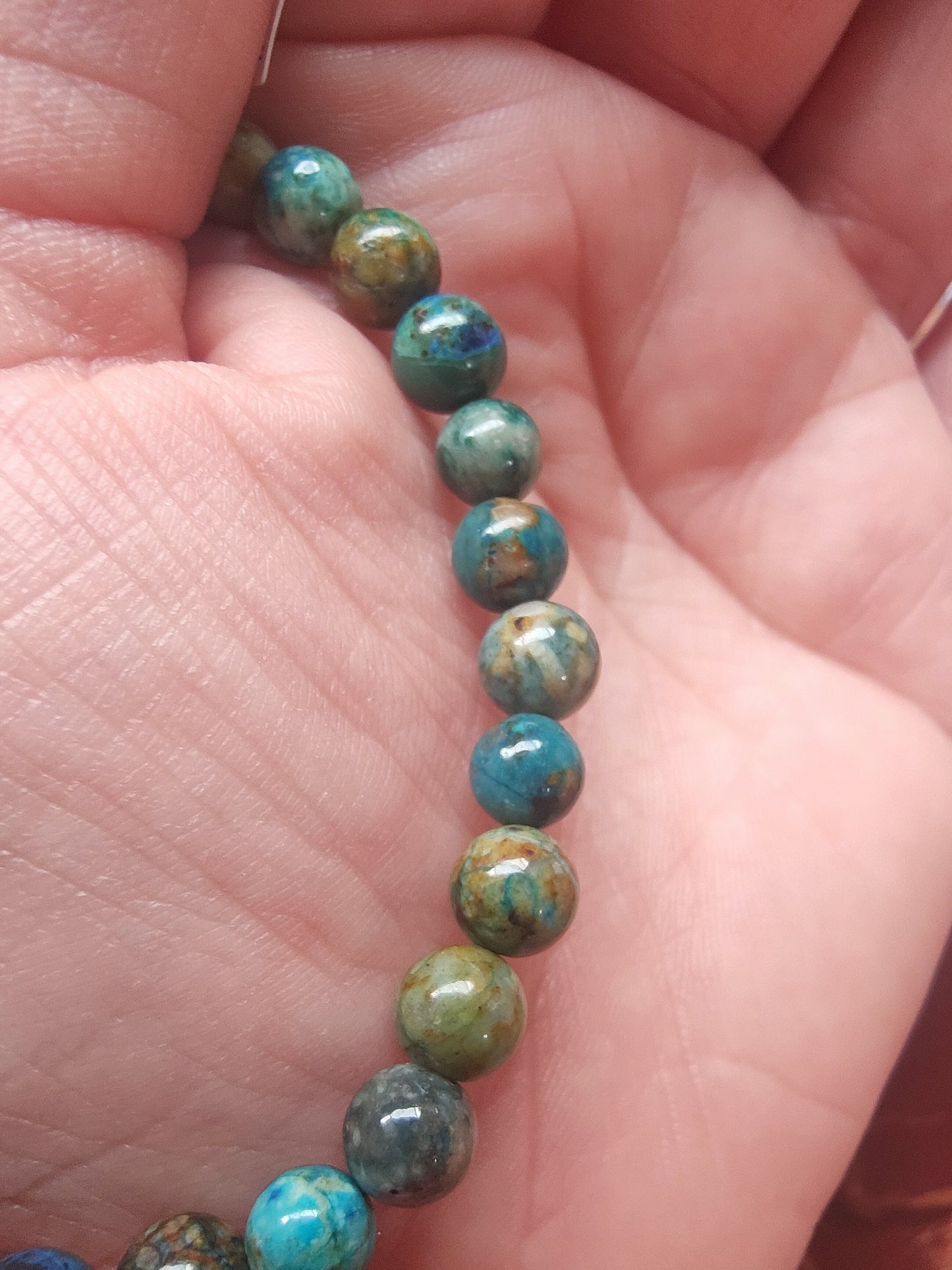 Bracelet en Chrysocolle Shattuckite du Pérou - perles de 6 mm - qualité 💎💎💎💎💎💎