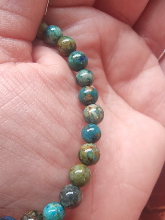 Bracelet en Chrysocolle Shattuckite du Pérou - perles de 6 mm - qualité 💎💎💎💎💎💎