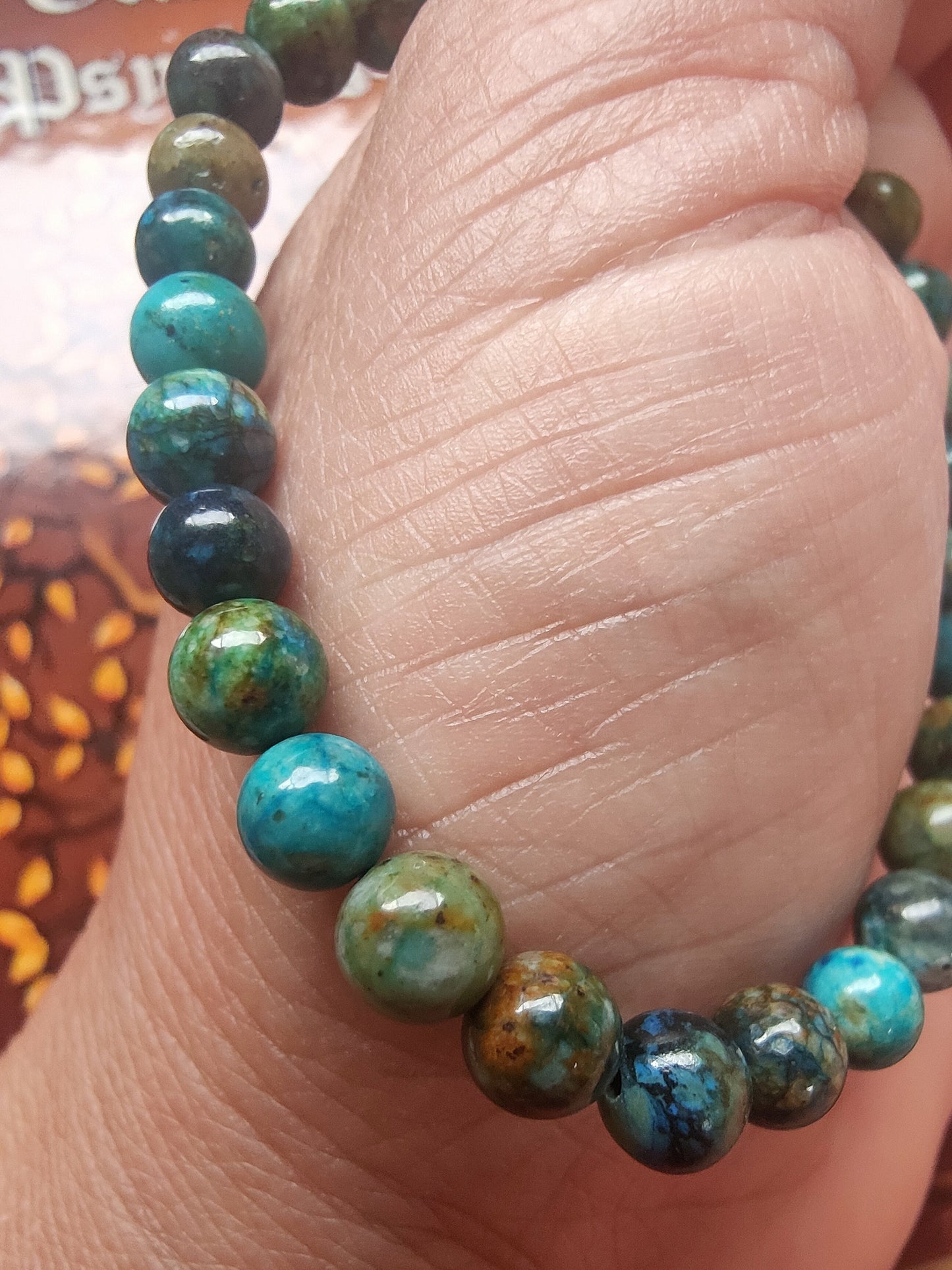 Bracelet en Chrysocolle Shattuckite du Pérou - perles de 6 mm - qualité 💎💎💎💎💎💎