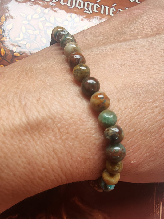 Bracelet en Chrysocolle sur Gangue - perles de 6 mm - qualité 💎💎💎