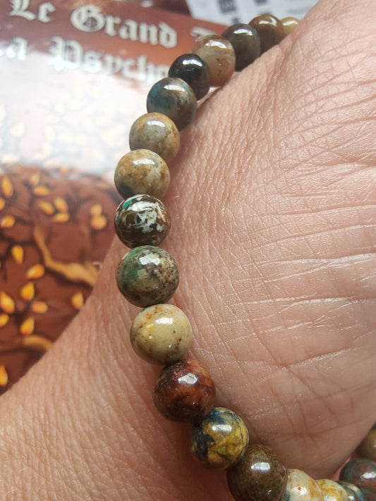 Bracelet en Chrysocolle sur Gangue - perles de 6 mm - qualité 💎💎💎