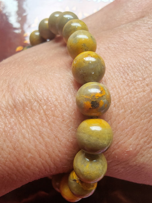Bracelet en Jaspe Bumblebee  - perles de 10/11 mm - qualité 💎💎💎💎💎💎