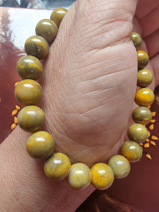 Bracelet en Jaspe Bumblebee  - perles de 10/11 mm - qualité 💎💎💎💎💎💎