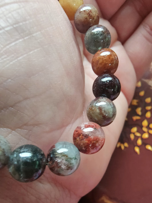 Bracelet en Quartz Lodolite  - perles de 10 mm - qualité 💎💎💎💎💎💎💎💎