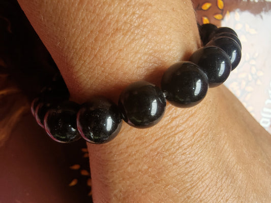 Bracelet en Obsidienne noire  - perles de 10 mm - qualité 💎💎💎💎💎