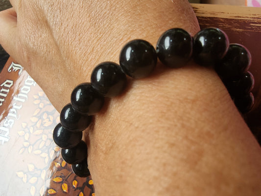 Bracelet en Obsidienne noire  - perles de 10 mm - qualité 💎💎💎💎💎