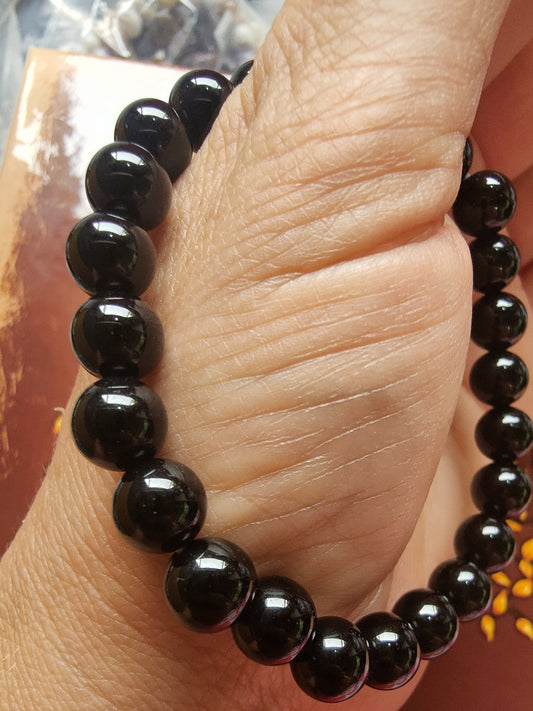 Bracelet en Obsidienne noire  - perles de 8 mm - qualité 💎💎💎💎