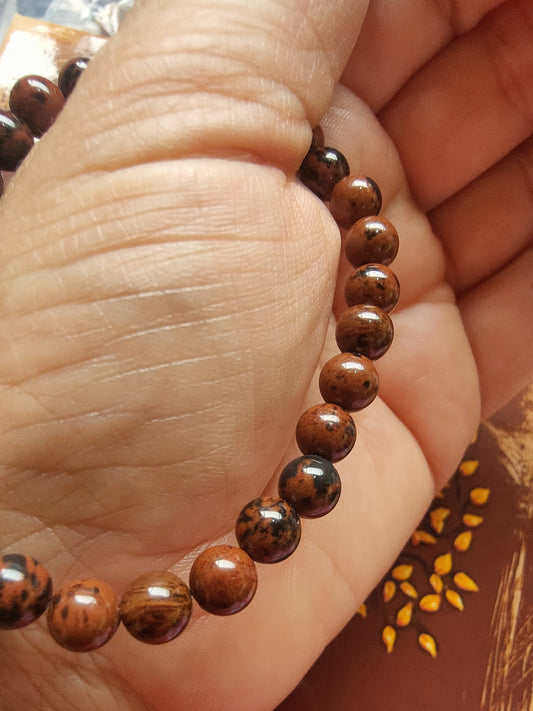 Bracelet Obsidienne pourpre - perles de 6 mm - qualité 💎💎💎💎💎