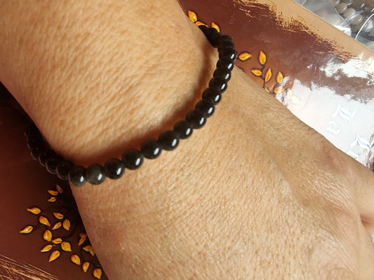 Bracelet en Obsidienne oeil céleste  - perles de 4 mm - qualité 💎💎💎💎💎