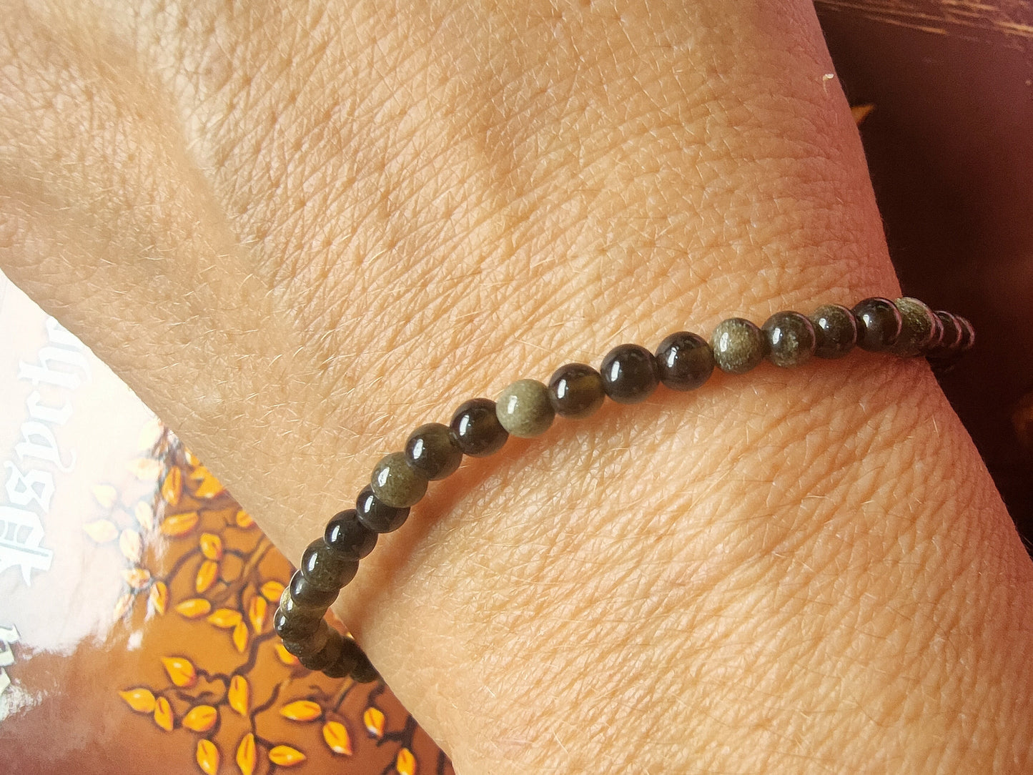 Bracelet en Obsidienne dorée - perles de 4 mm - qualité 💎💎💎💎💎