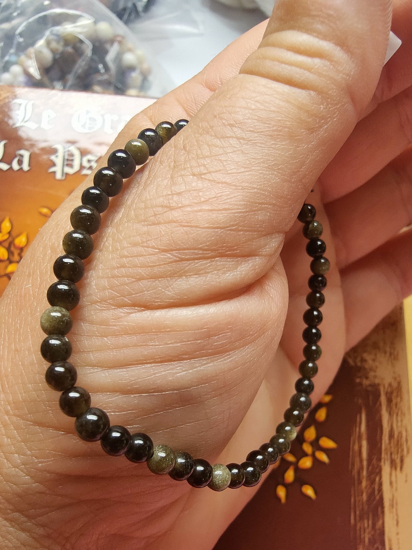 Bracelet en Obsidienne dorée - perles de 4 mm - qualité 💎💎💎💎💎