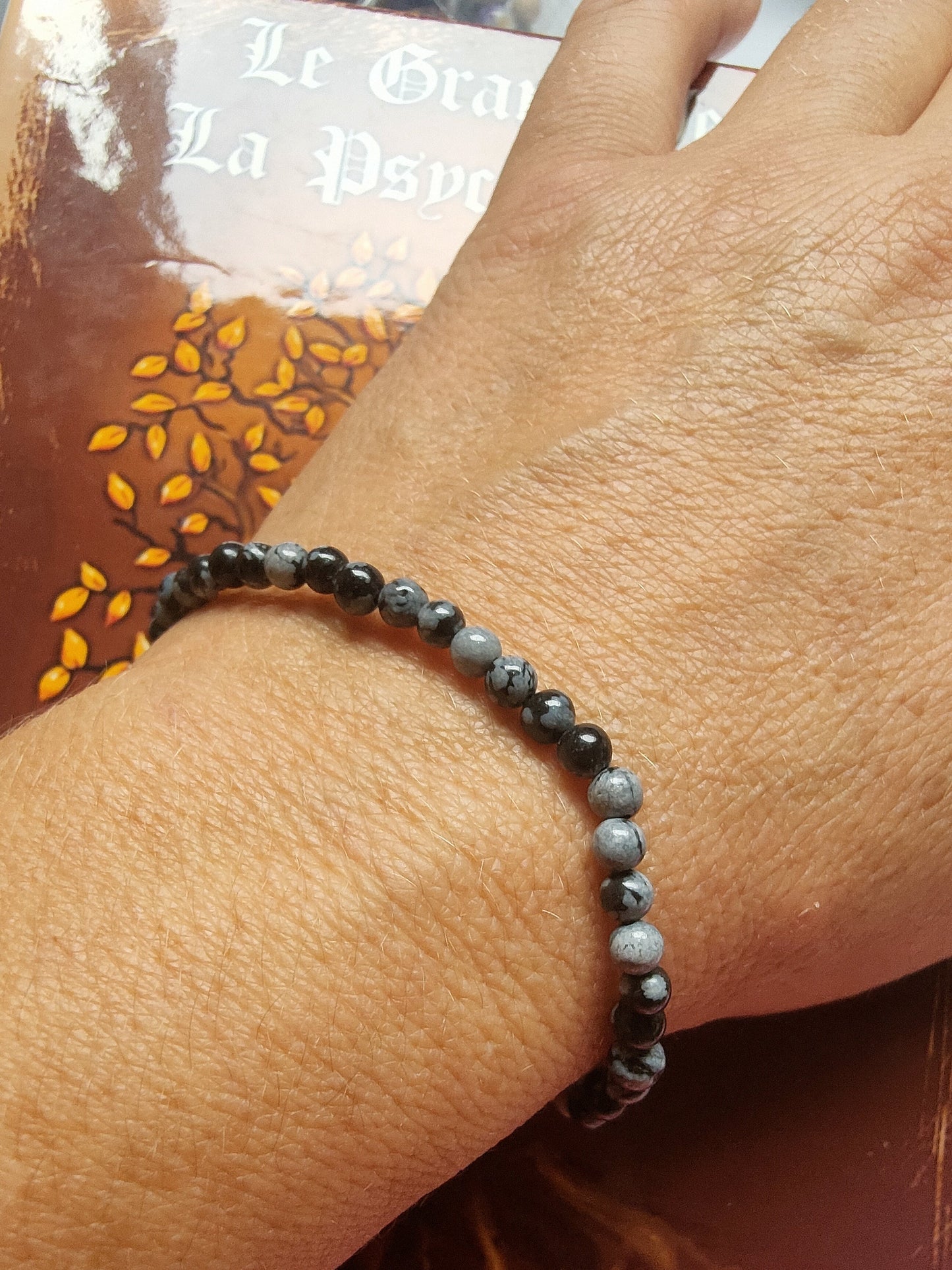 Bracelet en Obsidienne neige - perles de 4 mm - qualité 💎💎💎