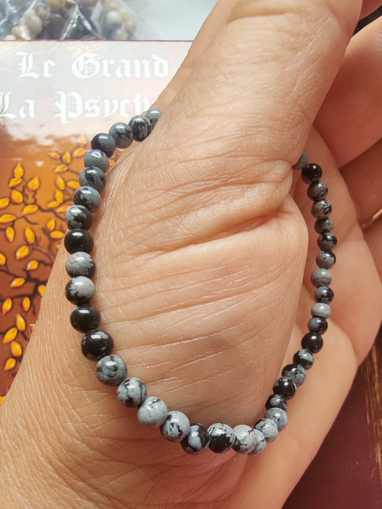 Bracelet en Obsidienne neige - perles de 4 mm - qualité 💎💎💎