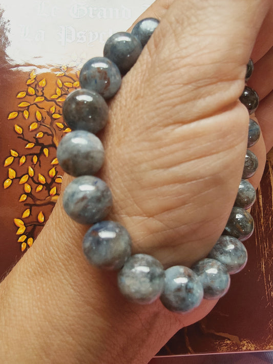Bracelet en Cyanite bleue  - perles de 10 mm - qualité 💎💎💎💎