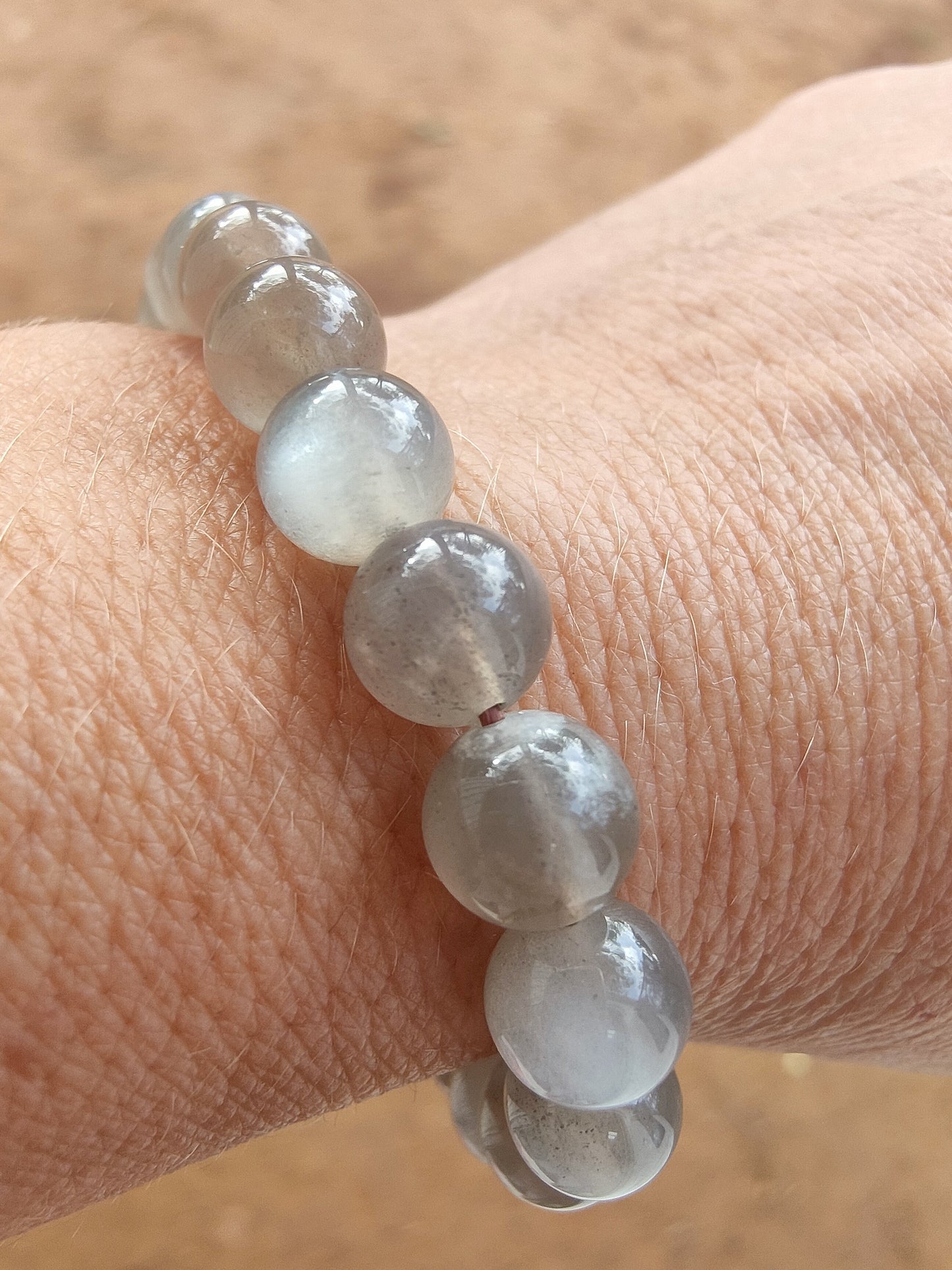 Bracelet en Pierre de lune grise - perles de 9/10 mm - qualité💎💎💎💎💎💎💎